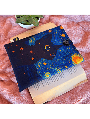 Funda Para Libro (Con Boton) - Gatito Estrellado Bebe