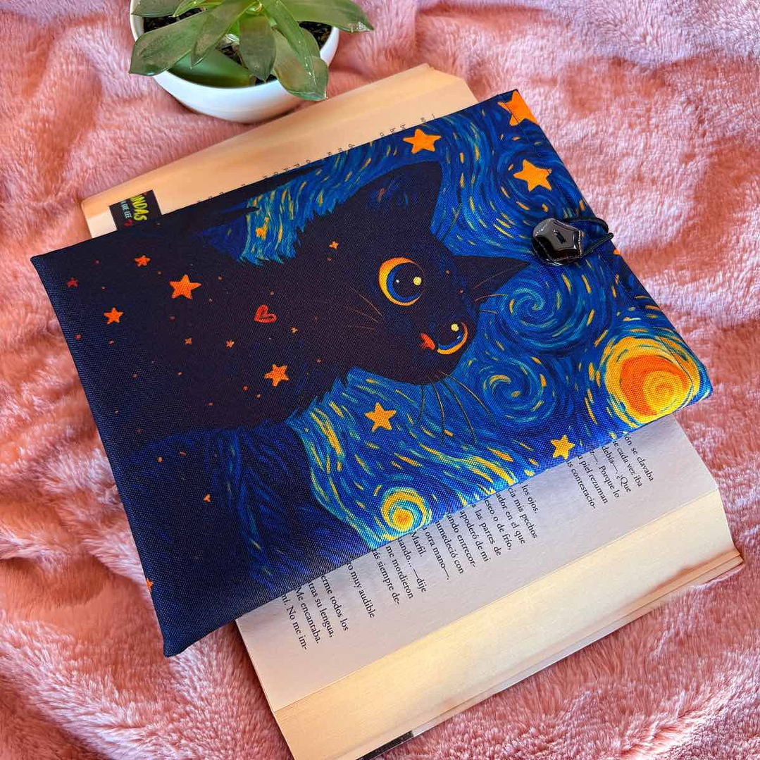 Funda Para Libro (Con Boton) - Gatito Estrellado Bebe 1