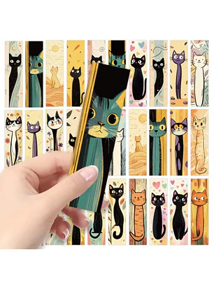 Marcapagina De Carton - Gatos Geometricos