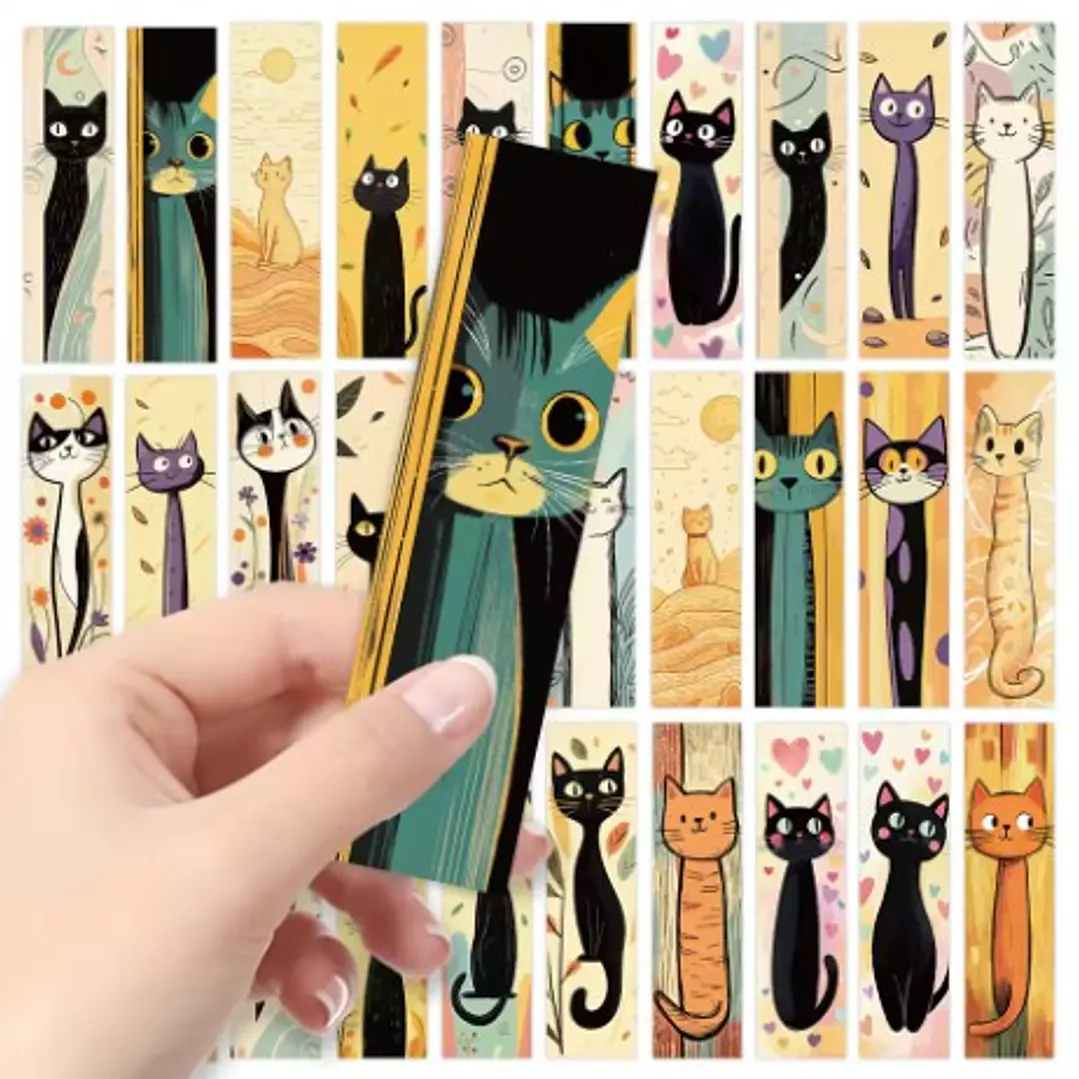 Marcapagina De Carton - Gatos Geometricos 1