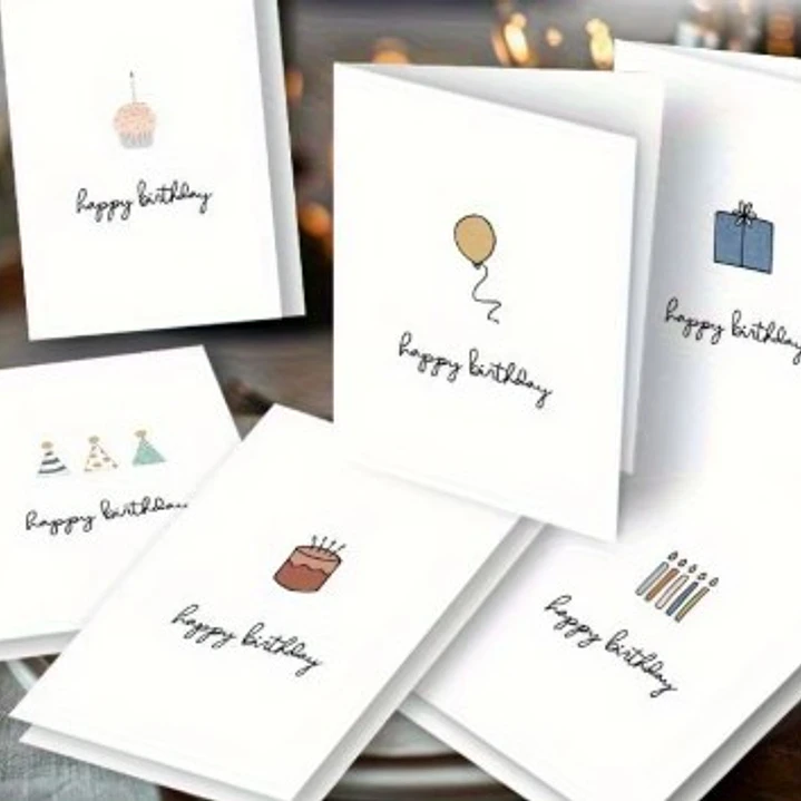 Tarjeta De Saludo - Feliz Cumpleaños Minimalista 1