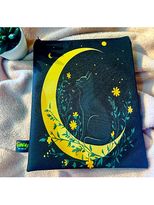 Funda Para Libro (Con Cierre) - Gatito En La Luna 2