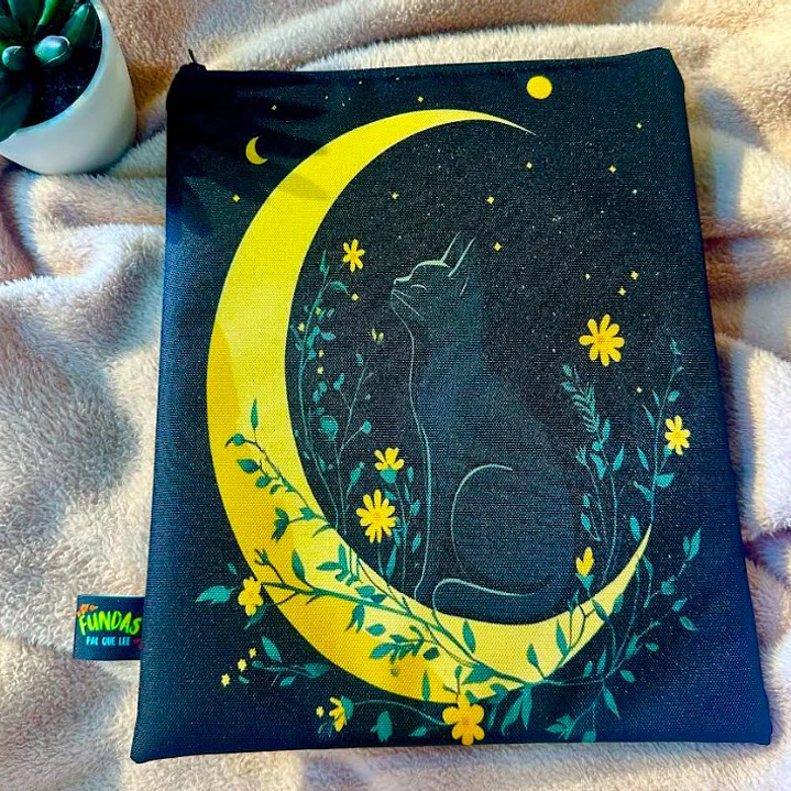 Funda Para Libro (Con Cierre) - Gatito En La Luna 2 1