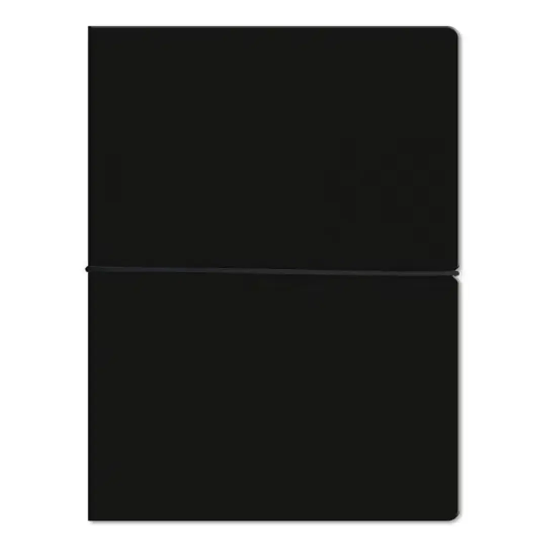 Libreta Tapa Blanda Ecocuero Negra- Mediana 1