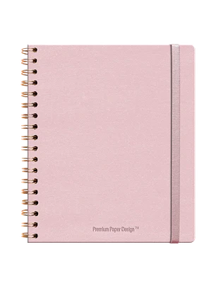 Libreta Ecocuero Lino Rosa Espiral – Grande
