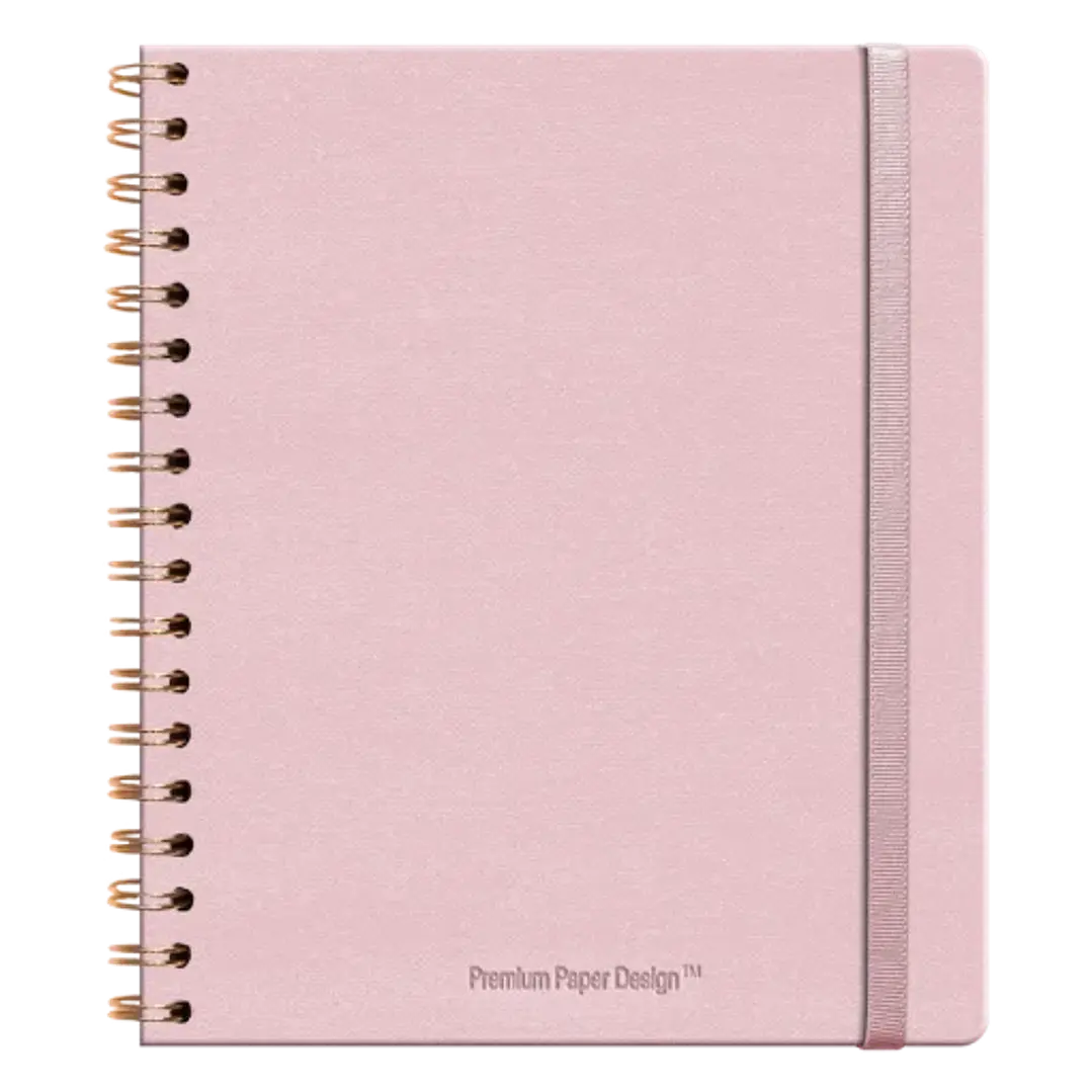 Libreta Ecocuero Lino Rosa Espiral – Grande 1