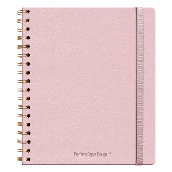 Libreta Ecocuero Lino Rosa Espiral – Grande 1