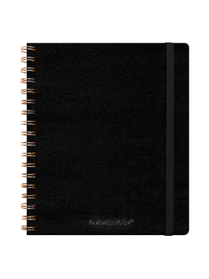 Libreta Ecocuero Lino Negro Espiral – Grande