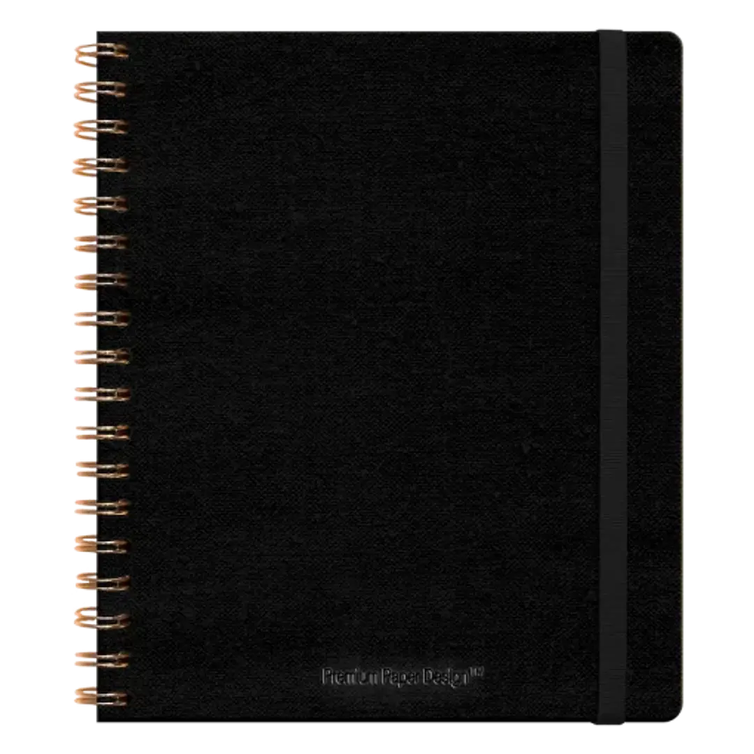 Libreta Ecocuero Lino Negro Espiral – Grande 1