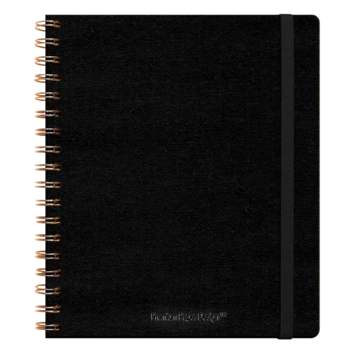 Libreta Ecocuero Lino Negro Espiral – Grande 1