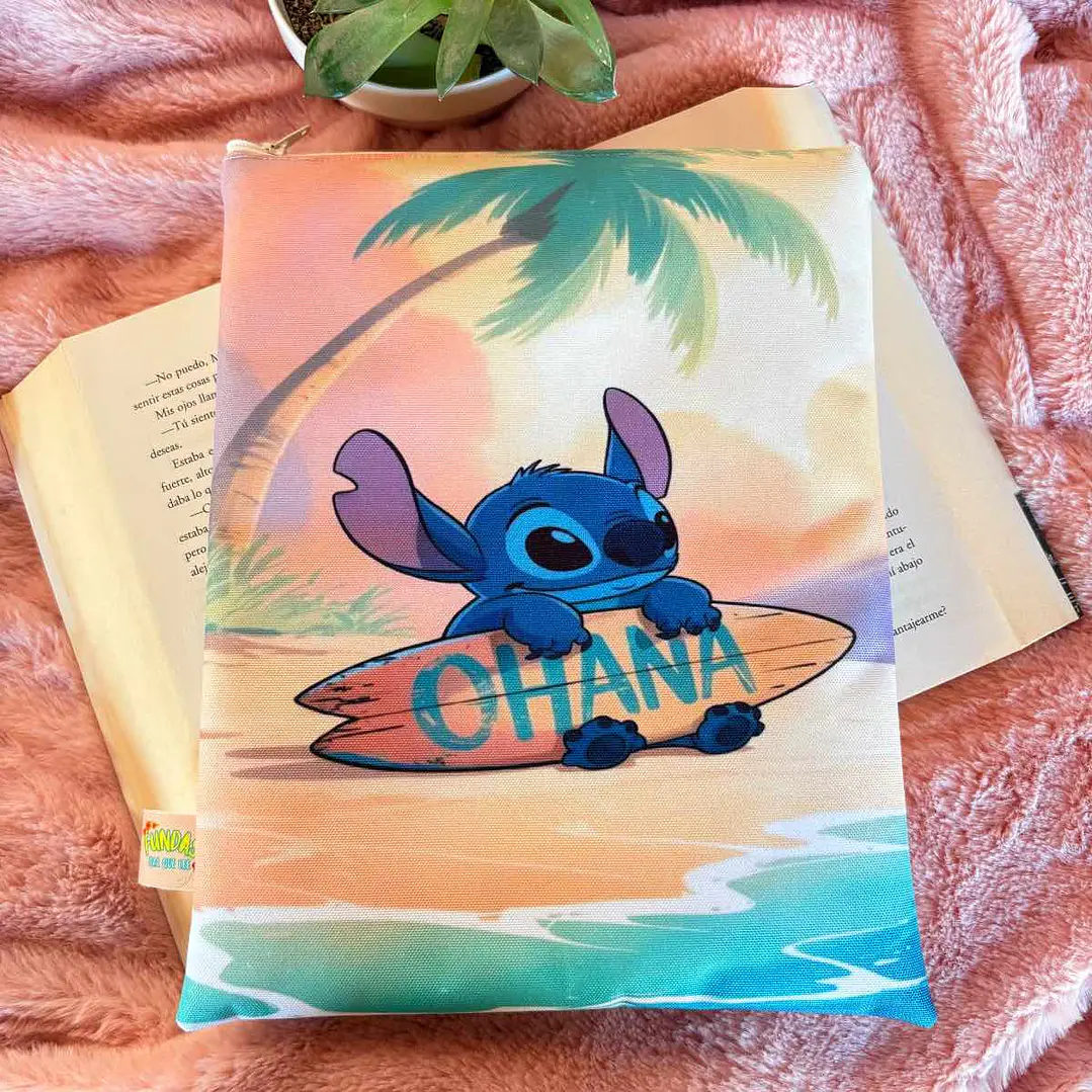 Funda Para Libro (Con Cierre) - Stitch Ohana 1