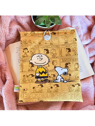Funda Para Libro (Con Boton) - Snoopy Y Charlie Brown