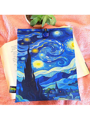 Funda Para Libro (Con Boton) - Noche Estrellada