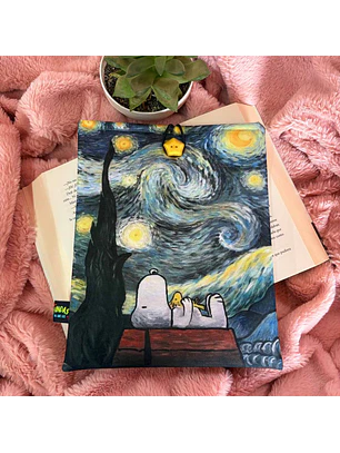 Funda Para Libro (Con Boton) - Snoopy Noche Estrellada