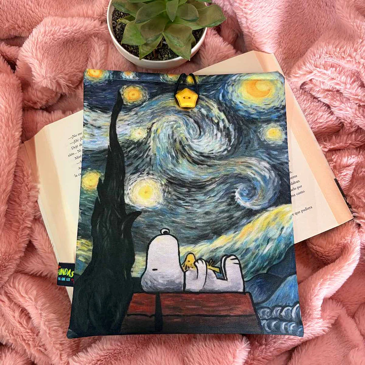 Funda Para Libro (Con Boton) - Snoopy Noche Estrellada 1