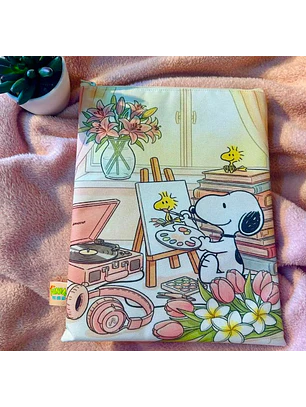 Funda Para Libro (Con Cierre) - Snoopy Pintor