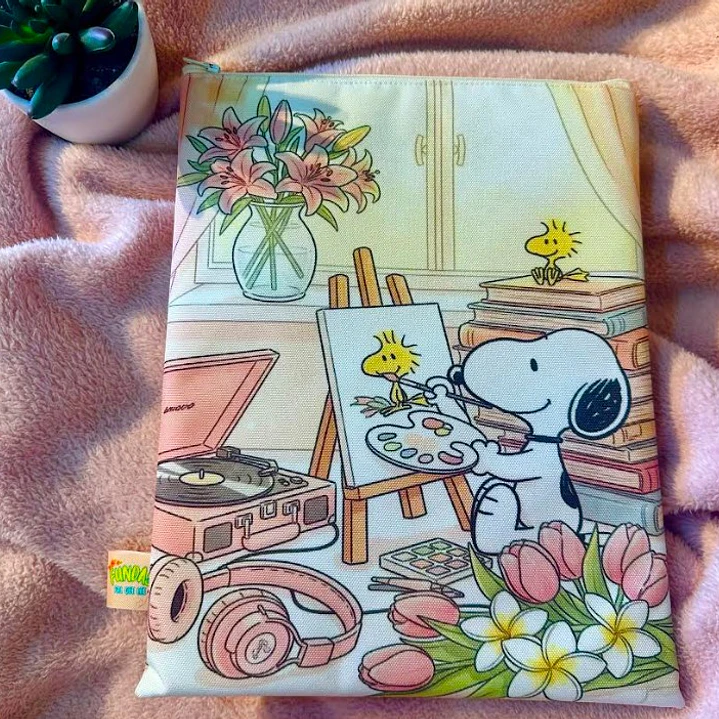Funda Para Libro (Con Cierre) - Snoopy Pintor 1