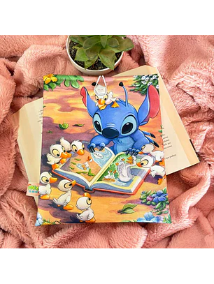 Funda Para Libro (Con Boton) - Stitch Leyendo