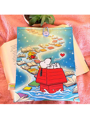 Funda Para Libro (Con Boton) - Snoopy Mar De Libros