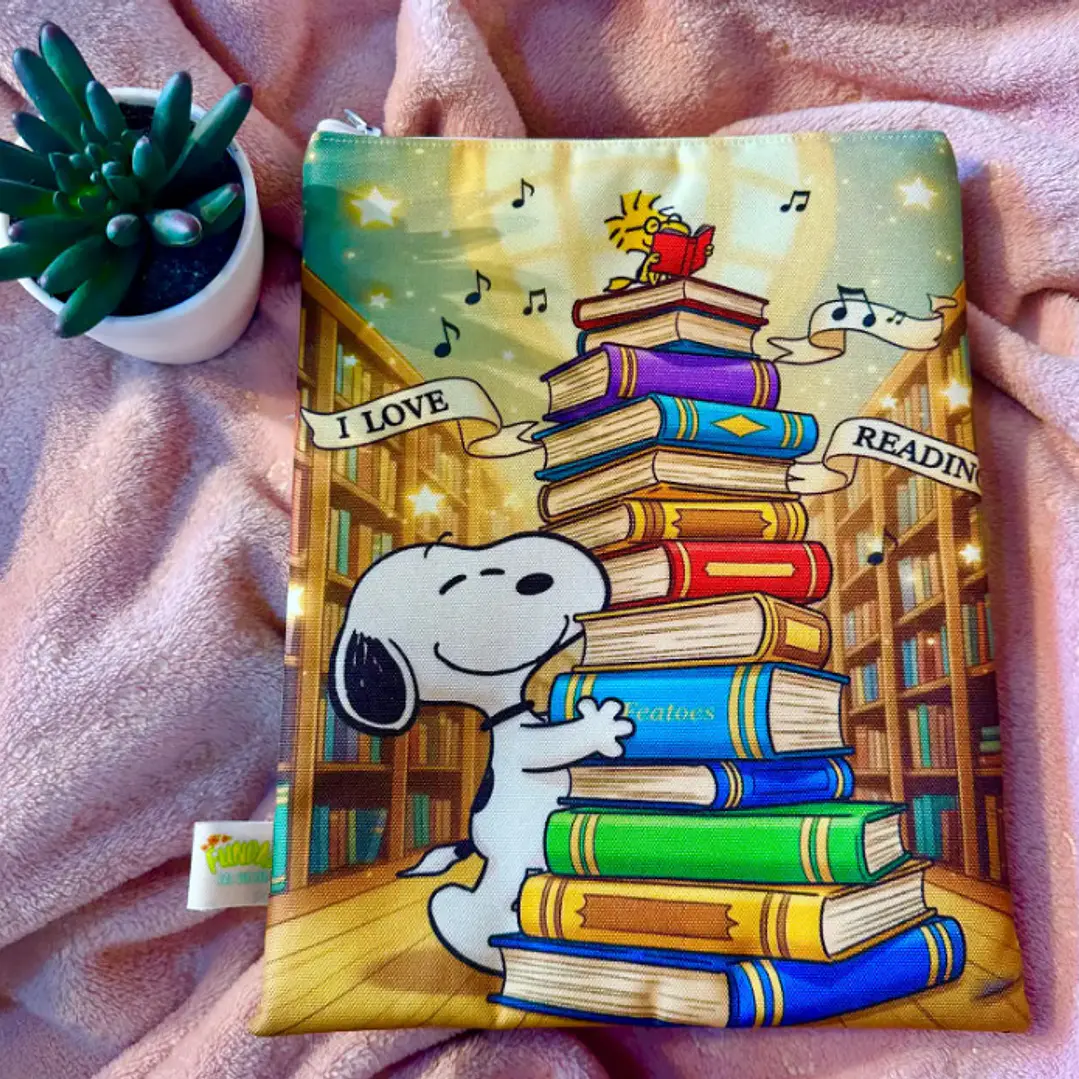 Funda Para Libro (Con Cierre) - Snoopy I Love Reading 1