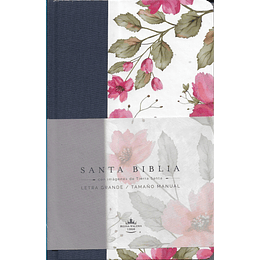 Biblia Rvr1960 Tamaño Manual Letra Grande Flores Azul