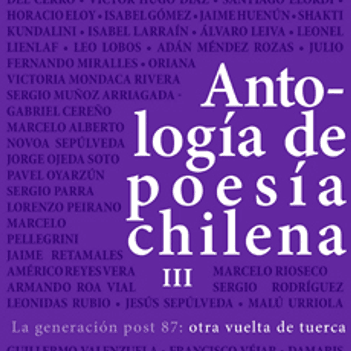 Antologia De Poesia Chilena Iii - La Generacion Post 87 1