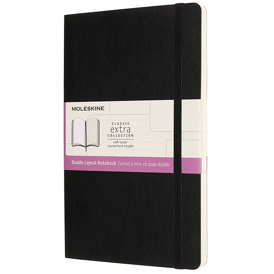 Cuaderno Doble Diseño / Grande / Negro / Tapa Blanda