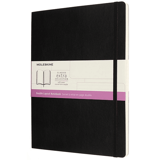 Cuaderno Doble Diseño / Xl / Negro / Tapa Blanda