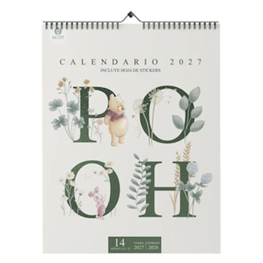 Calendarto 2027 Pared Ascott Winnie Pooh 30x40 Cm