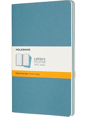 Cahier Set De 3 T. Blanda Large Azul Energico De Rayas