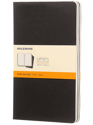 Set De 3 Cuadernos Grandes Negro De Rayas