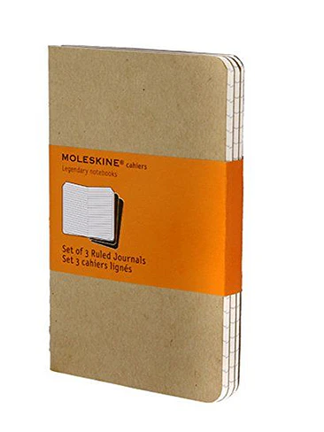 Libretas Cahier. Set De 3 / Bolsillo / Marrón Kraft / De Rayas 1