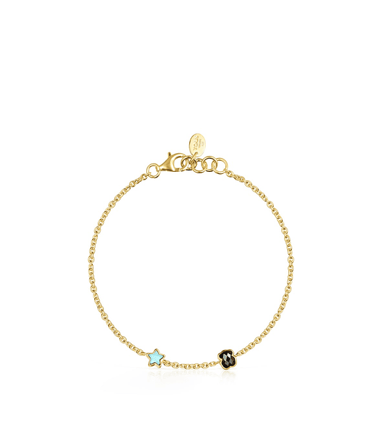 Pulsera Glory de Plata Vermeil con Ónix y Turquesa