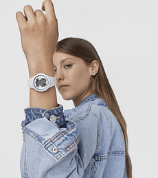 Reloj digital D-Bear con correa blanca