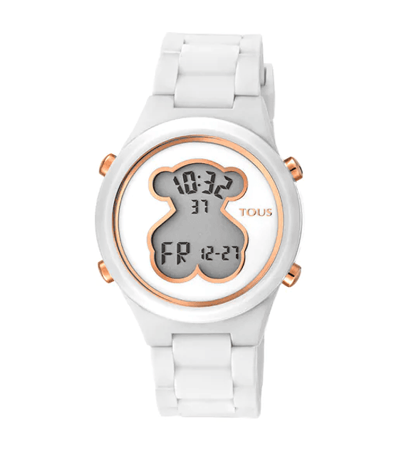 Reloj TOUS digital D-Bear con correa blanca