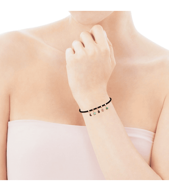 Pulsera Tous Glory De Plata Vermeil, Acero Ip Negro Y Gemas