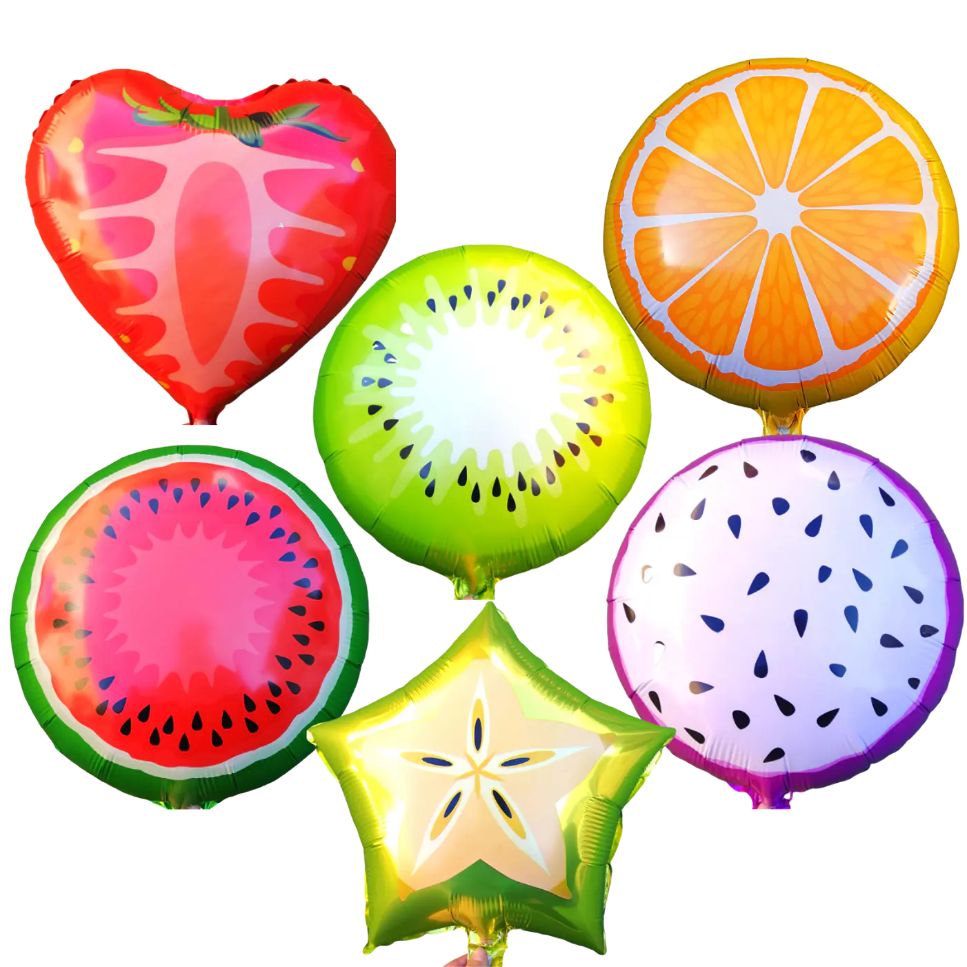 12 Globos Frutales Metálicos 45 cm 1