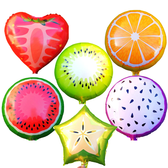 12 Globos Frutales Metálicos 45 cm 1