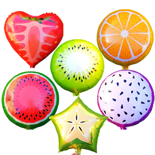 12 Globos Frutales Metálicos 45 cm