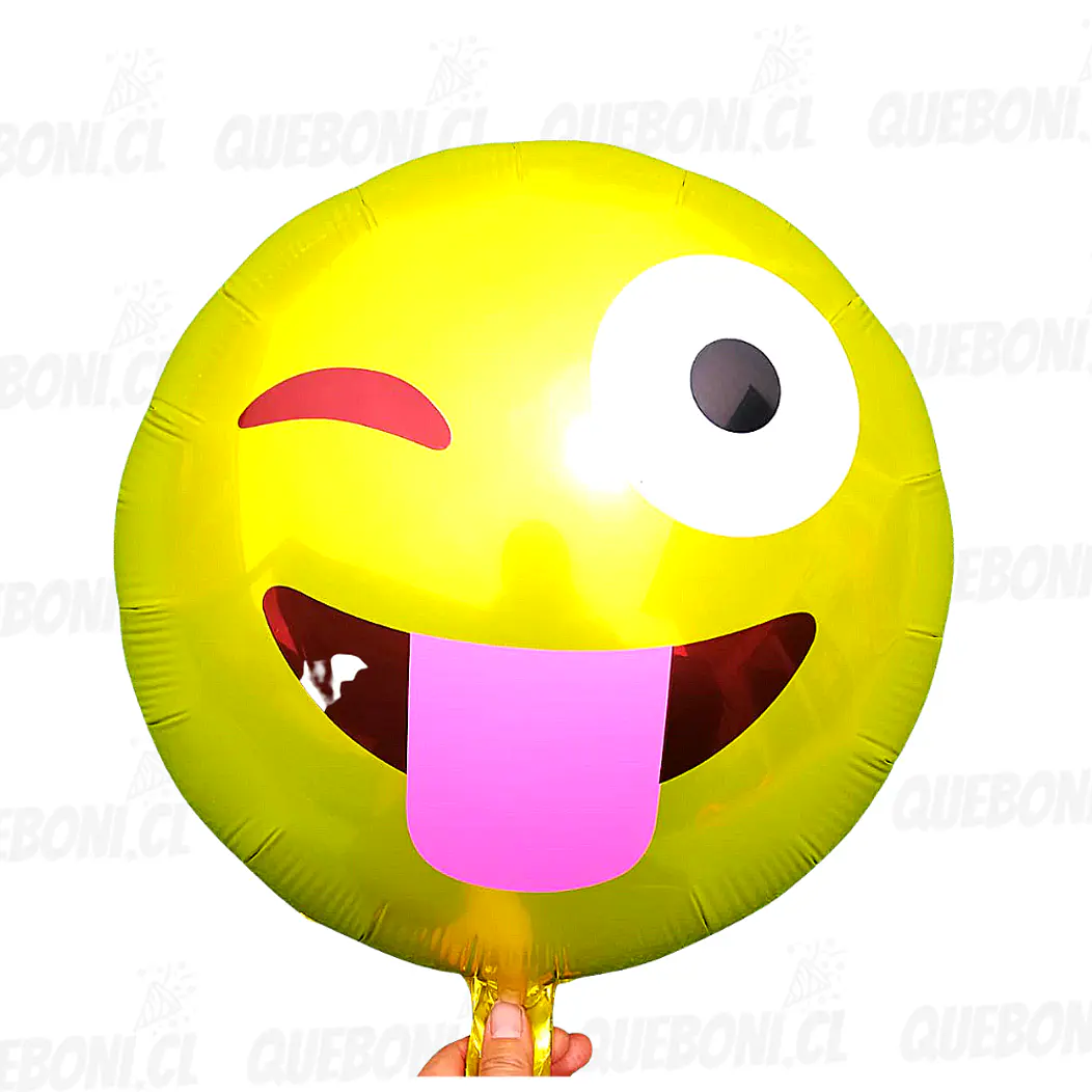 12 Globos emoticones metálicos 45 cm más varas 5