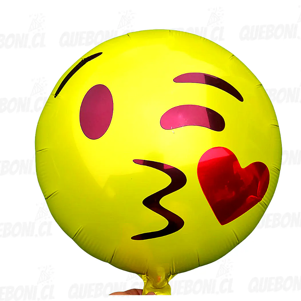 12 Globos emoticones metálicos 45 cm más varas 6