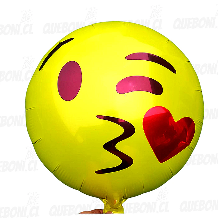 12 Globos emoticones metálicos 45 cm más varas 6