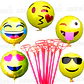12 Globos emoticones metálicos 45 cm más varas - Miniatura 1