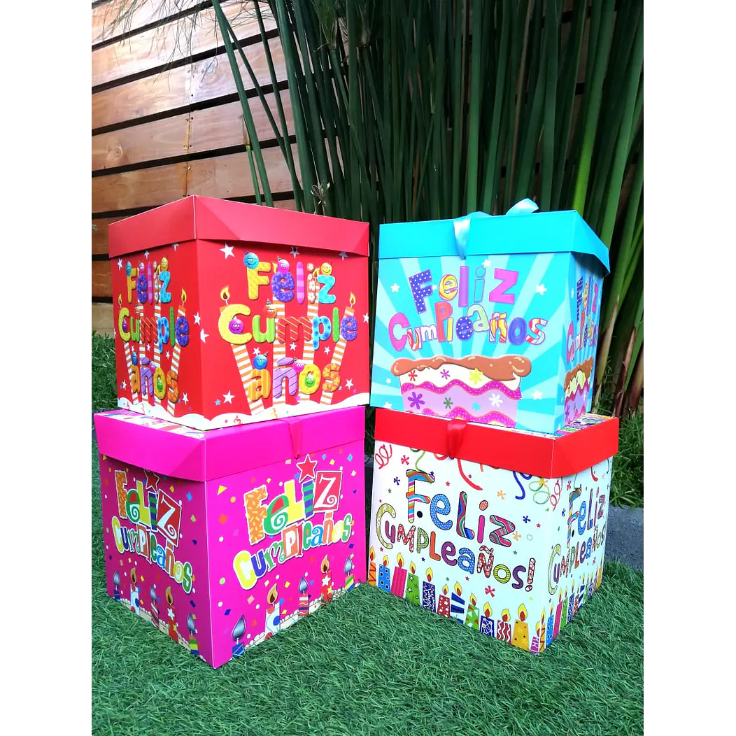 12 Cajas Regalos Diseños Feliz Cumpleaños 22 cm ( 4 diseños ) 1