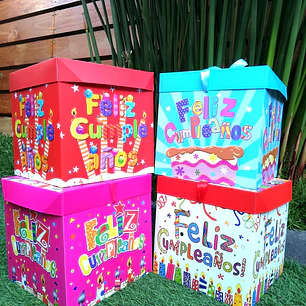 12 Cajas Regalos Diseños Feliz Cumpleaños 22 cm ( 4 diseños )