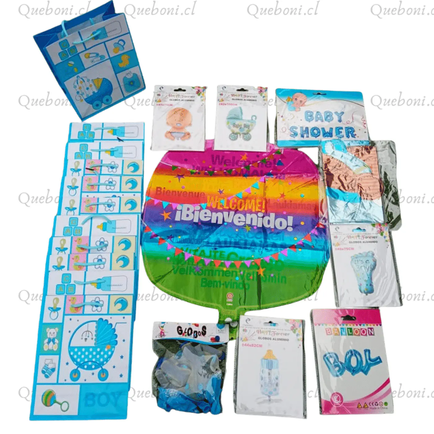 Kit 32 Art. Decoración Cotillón Baby Shower Globos Niño Niña 1