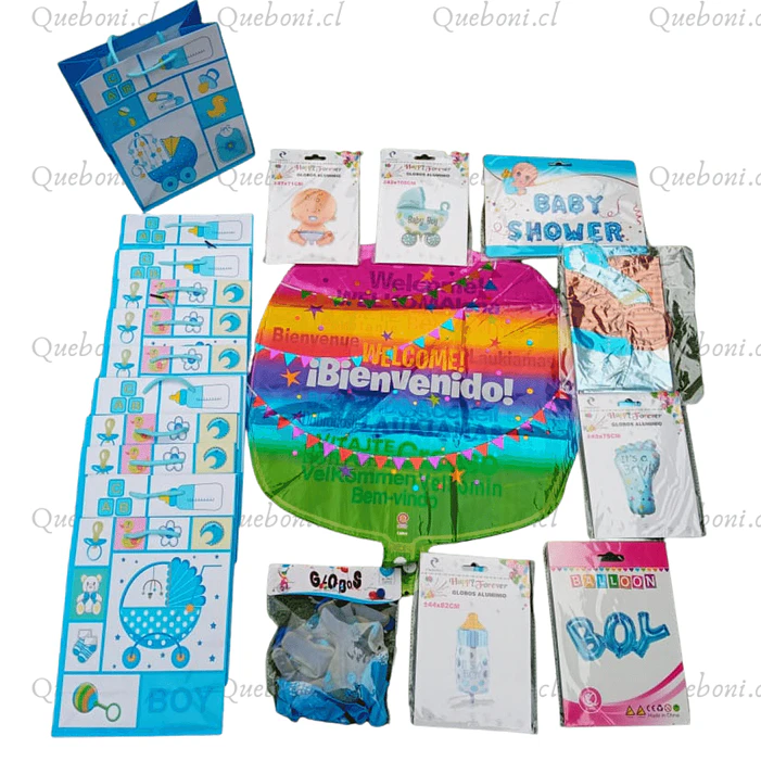 Kit 32 Art. Decoración Cotillón Baby Shower Globos Niño Niña 1
