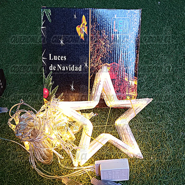 Cenefa o cascada estrella luces de Navidad Led 3 metros ( multicolor o luz cálida ) 2