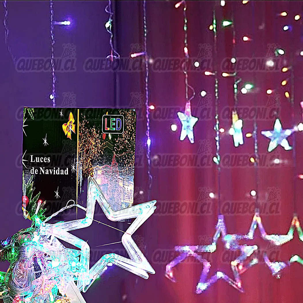Cenefa o cascada estrella luces de Navidad Led 3 metros ( multicolor o luz cálida ) 3