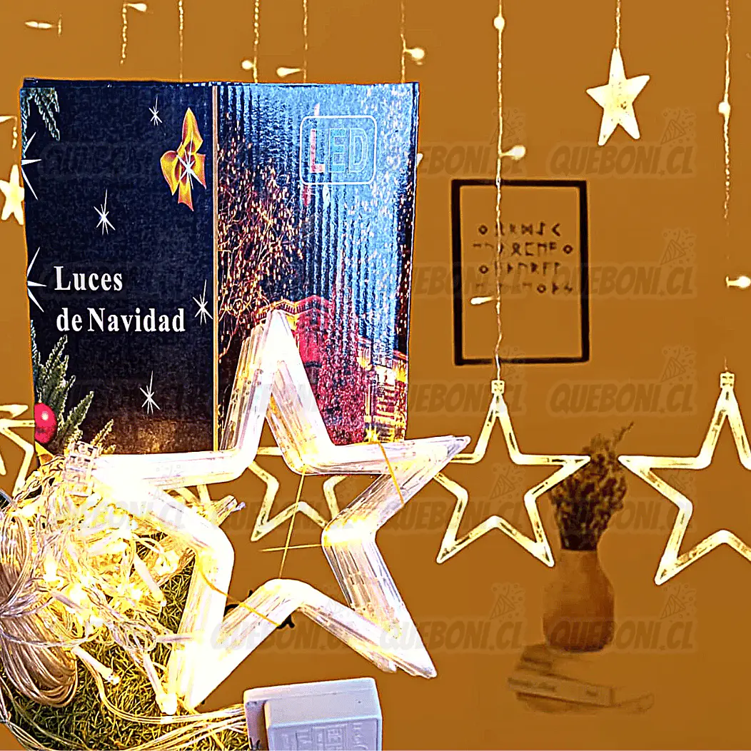 Cenefa o cascada estrella luces de Navidad Led 3 metros ( multicolor o luz cálida ) 4